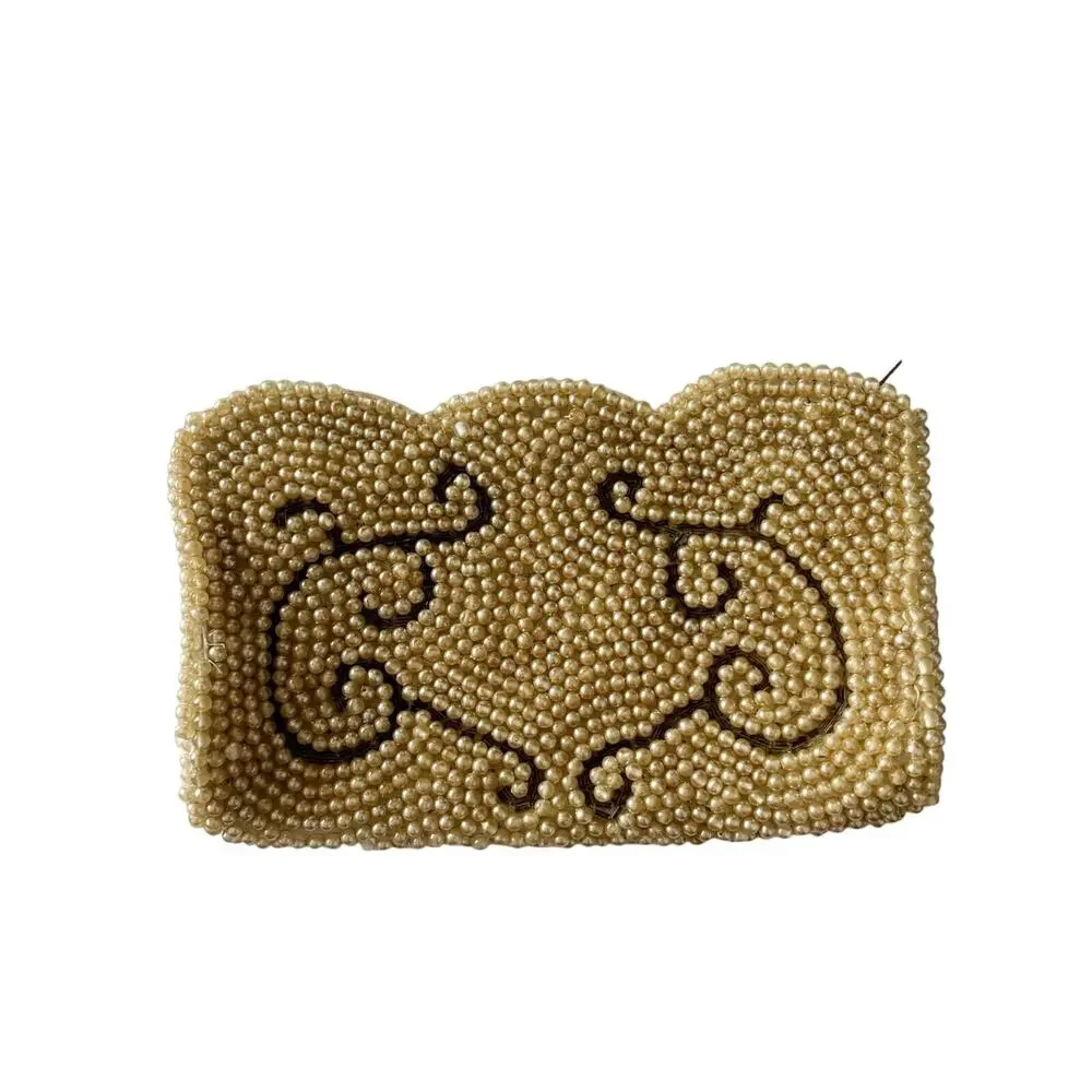 Vintage 1950s Beaded Clutch Scroll Design